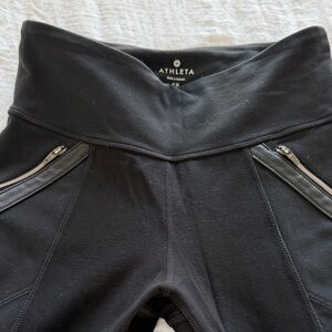 Athleta Black Leggings with Zipper Accents